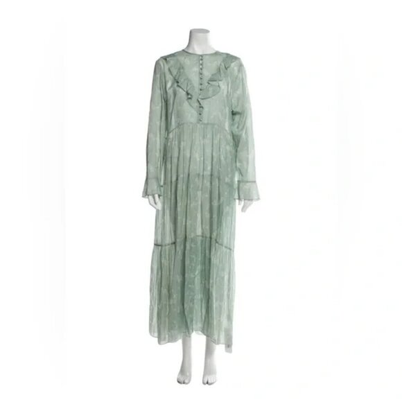 💕DOEN💕 Assam Dress Sweet Daisy Light Green Micro Floral Print Medium - NO BELT - Picture 11 of 16